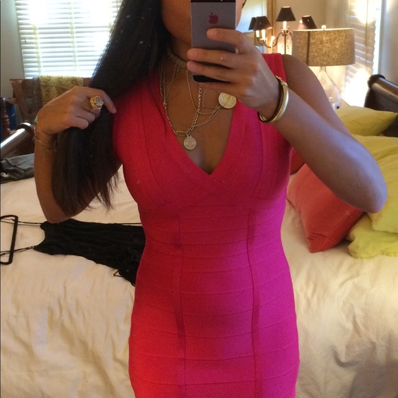 Dark hot pink Herve Leger dress - Picture 2 of 6